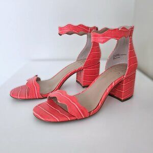 INC International Concepts | Coral Croc Print Block Heel Sandals | Size 6M